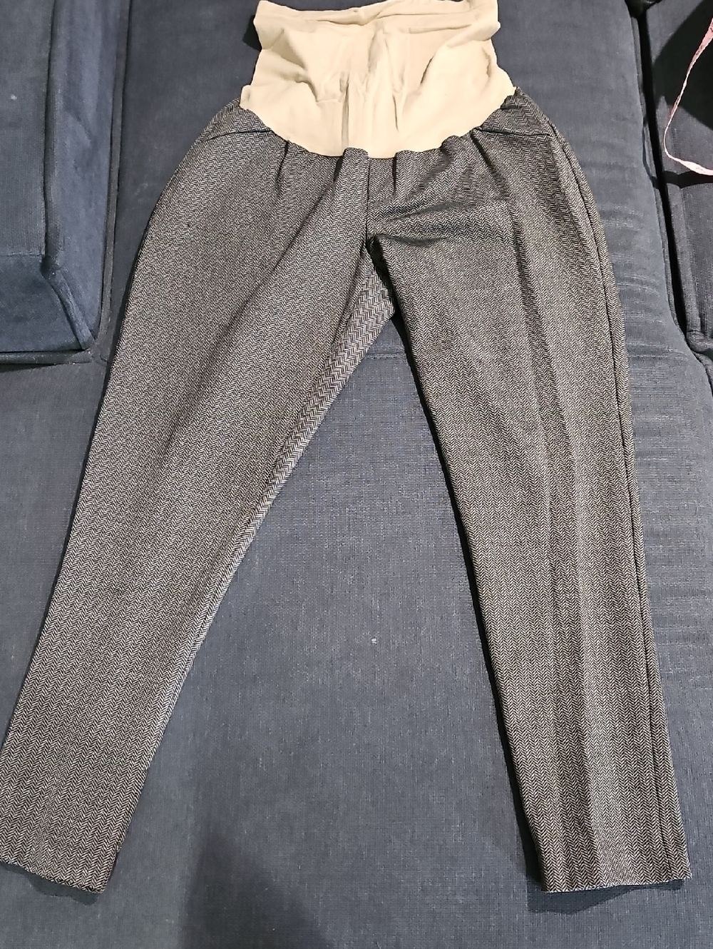 Motherhood Maternity Gray Dress Pants with Cream Waistband
